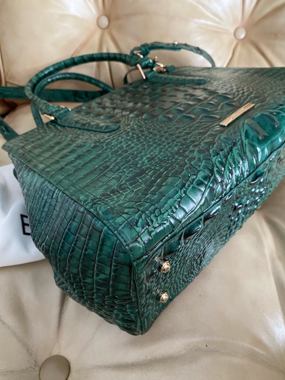 Brahmin Finley Bag Wallet Set Emerald Green Melbourne Leather Charm Tassel - Picture 8 of 15